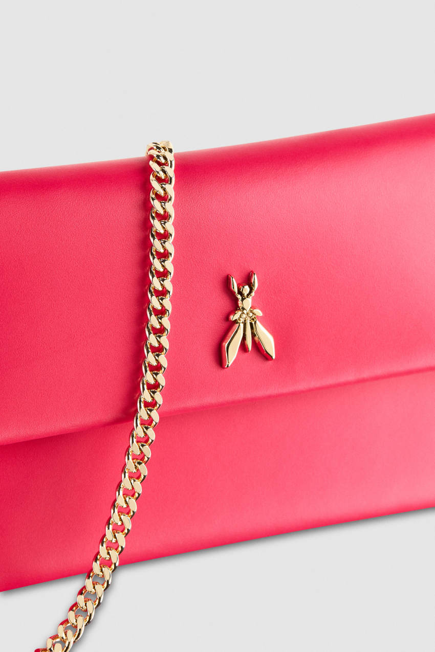 Pink Patrizia Pepe Leather Clutch Bag With Chain Shoulder Strap | AOEPXGQ-38