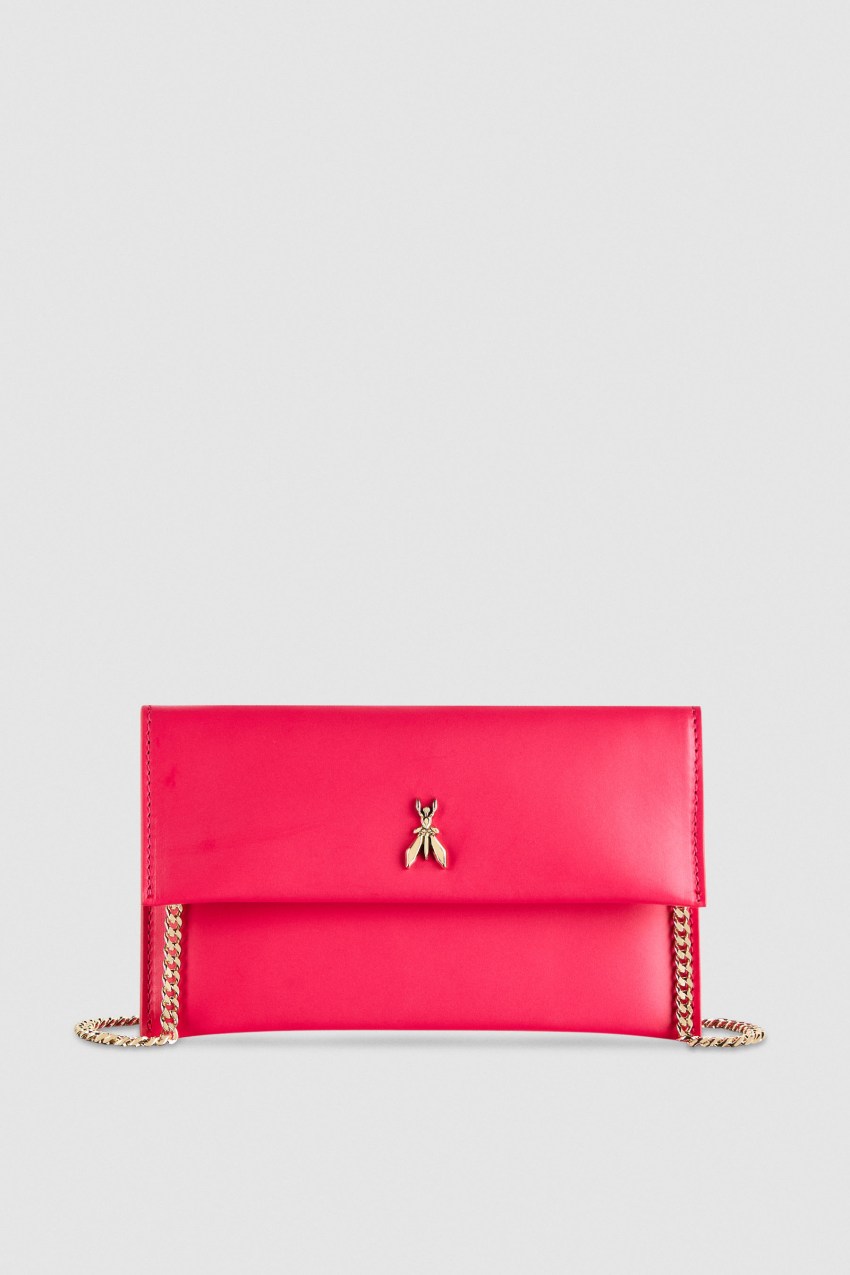 Pink Patrizia Pepe Leather Clutch Bag With Chain Shoulder Strap | AOEPXGQ-38