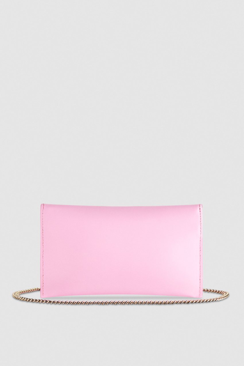 Pink Patrizia Pepe Leather Clutch Bag With Chain Shoulder Strap | BRJXIDU-02