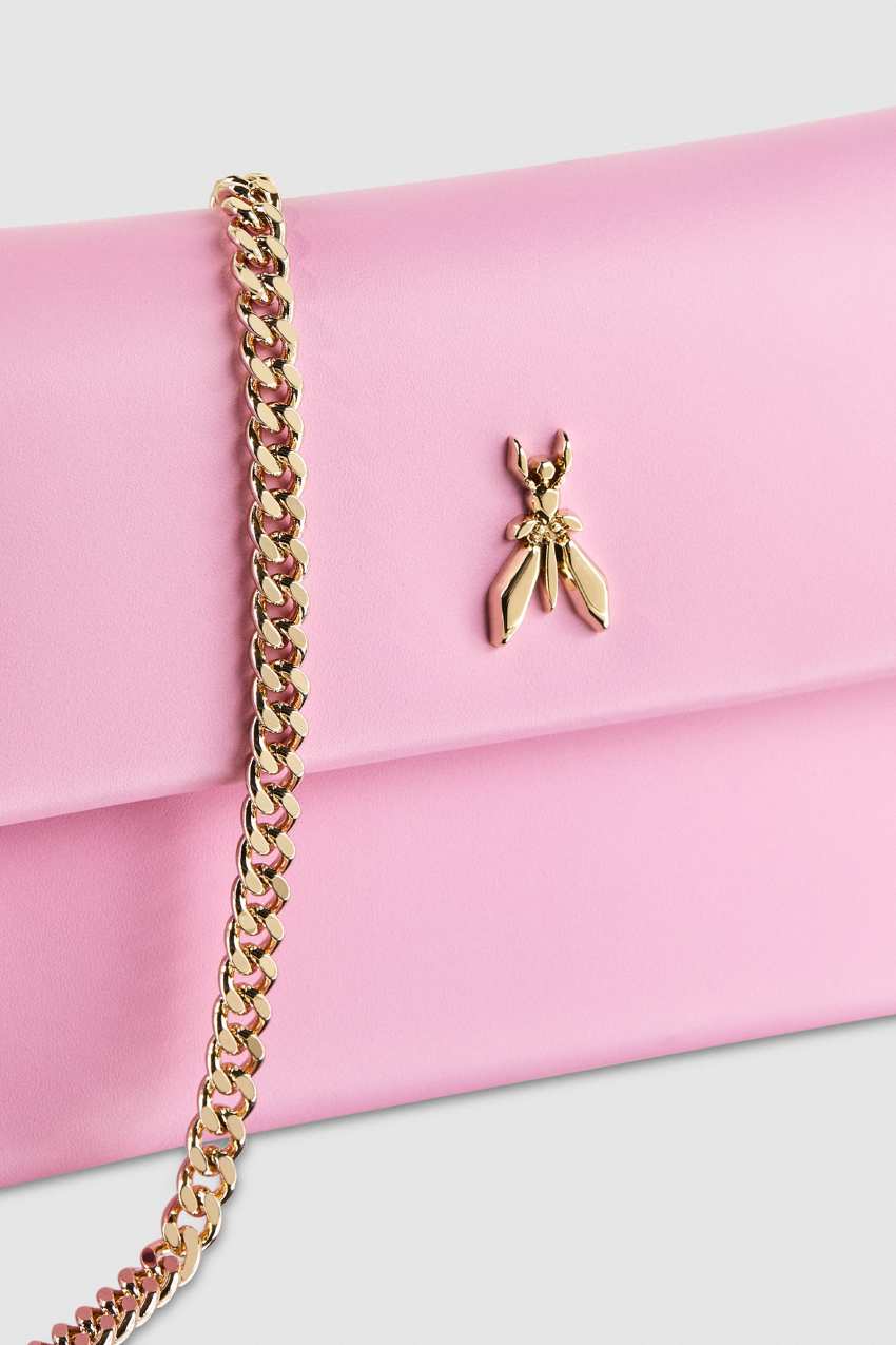 Pink Patrizia Pepe Leather Clutch Bag With Chain Shoulder Strap | BRJXIDU-02