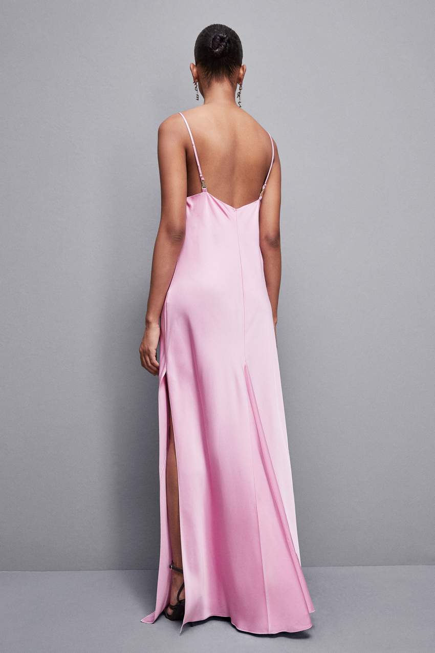 Pink Patrizia Pepe Long Viscose Satin Mermaid Dress | PJBCFEM-09