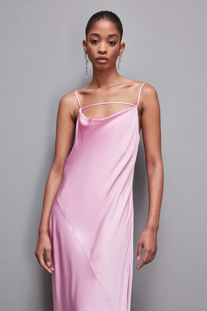 Pink Patrizia Pepe Long Viscose Satin Mermaid Dress | PJBCFEM-09