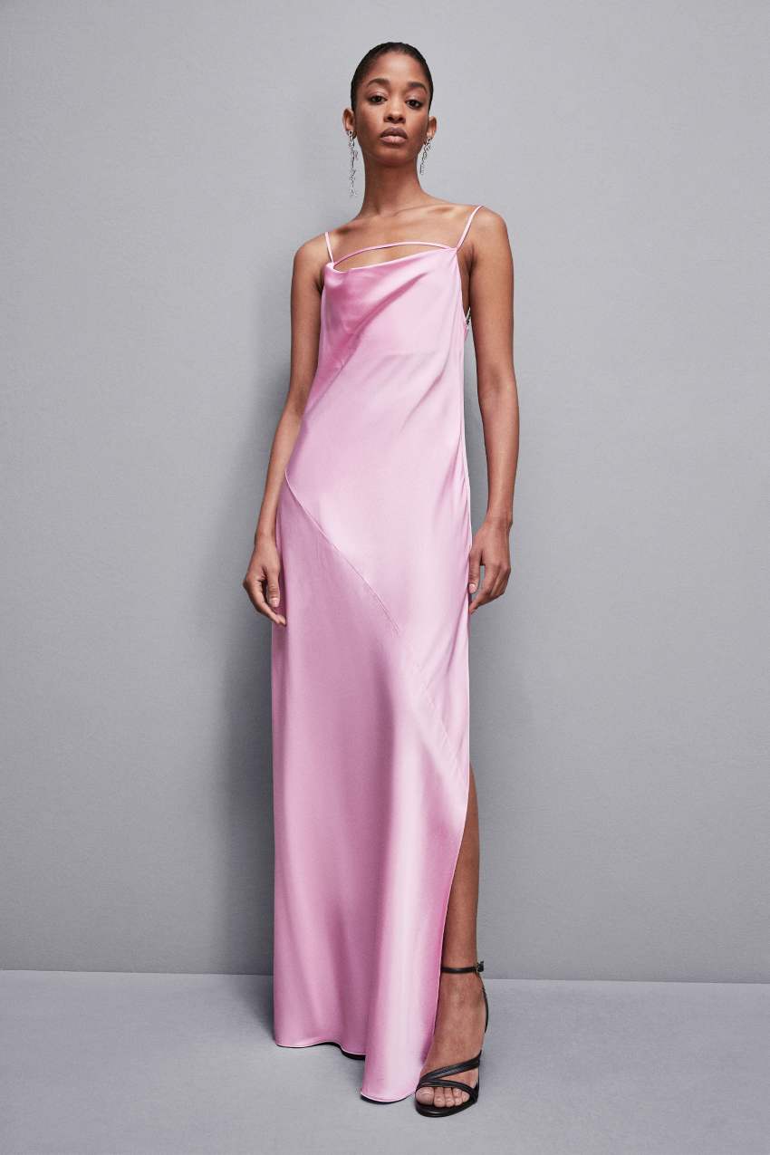 Pink Patrizia Pepe Long Viscose Satin Mermaid Dress | PJBCFEM-09