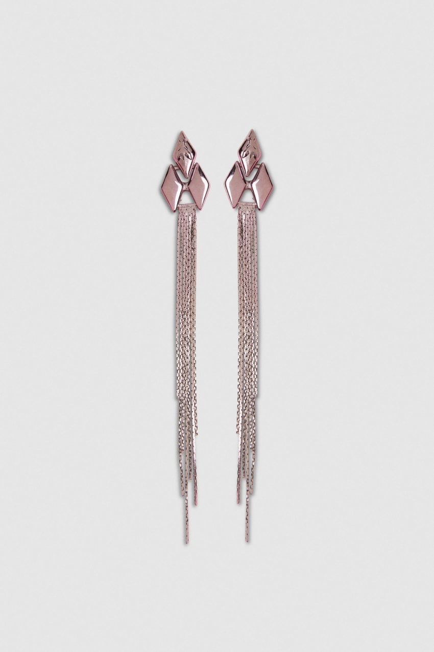 Pink Patrizia Pepe Pendant Earrings With Micro Fly Links And Metal Fringing | ERMWZIT-83