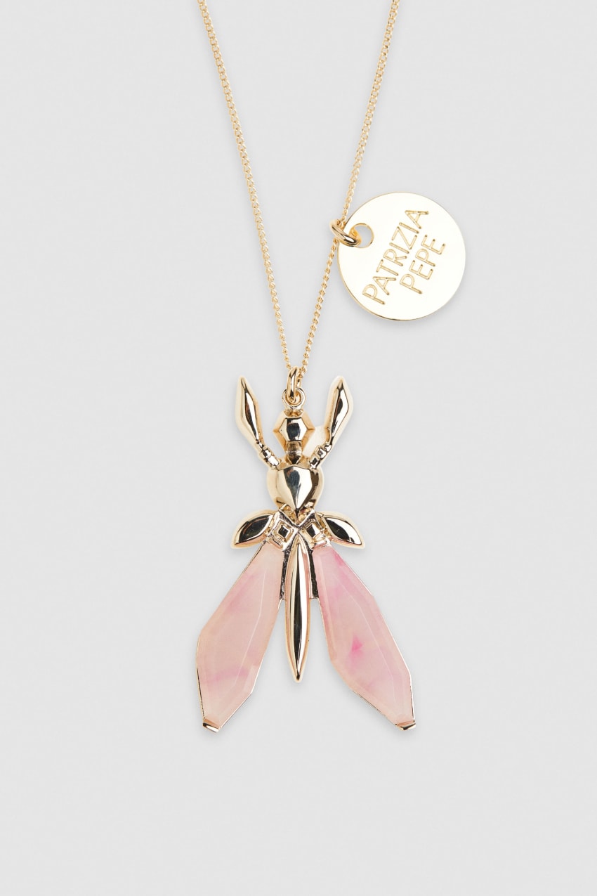 Pink Patrizia Pepe Precious Fly Necklace With Stones | CJTZGRV-83