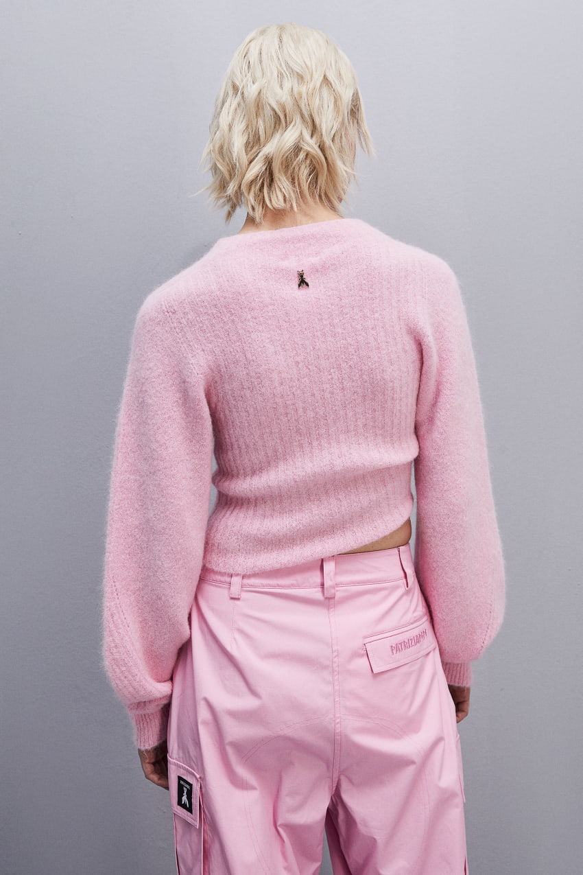 Pink Patrizia Pepe Rib Knit Sweater With Round Neckline | NCLOBWH-92