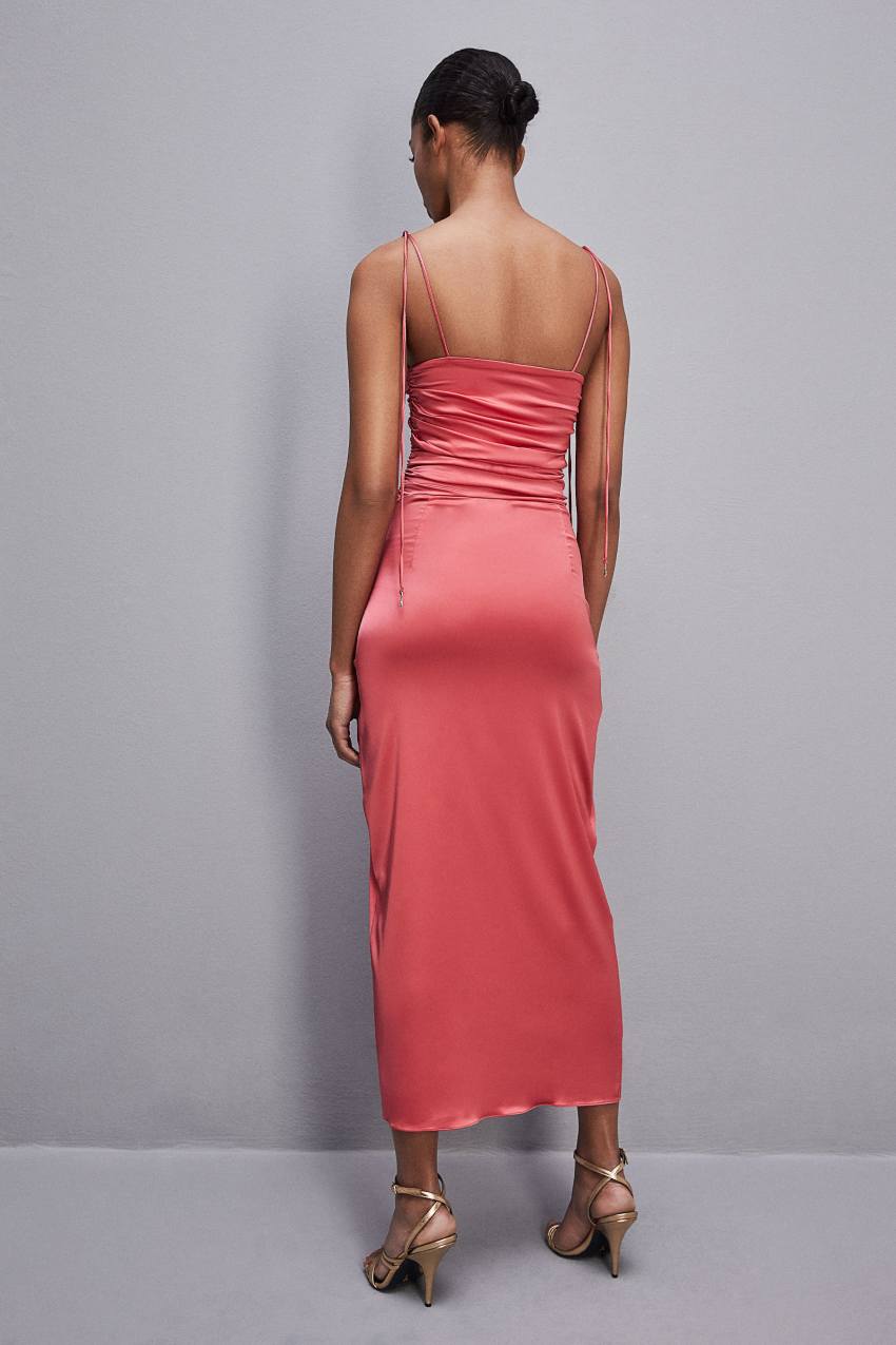 Pink Patrizia Pepe Satin Midi Dress | NPJMRIL-41