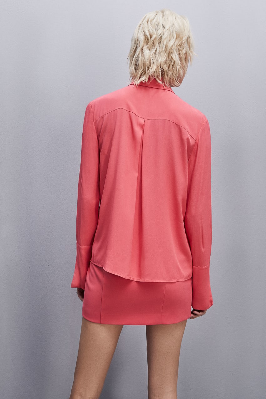 Pink Patrizia Pepe Shirt With High Cuffs | FVURPQG-10