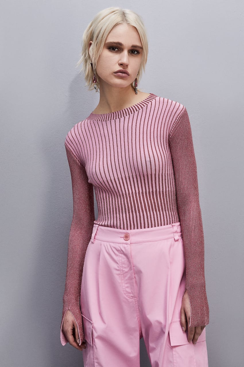 Pink Patrizia Pepe Slim Fit Lurex Sweater | RCYABIU-94