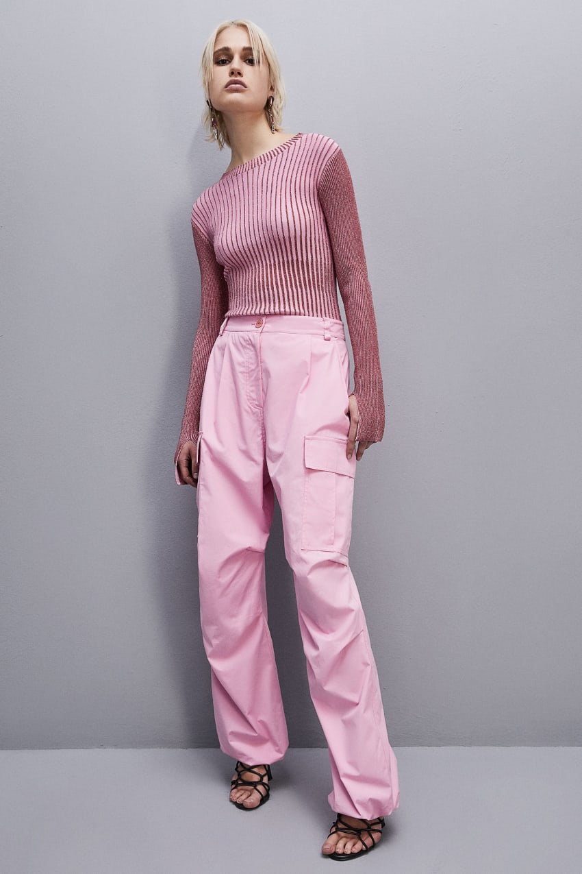 Pink Patrizia Pepe Slim Fit Lurex Sweater | RCYABIU-94