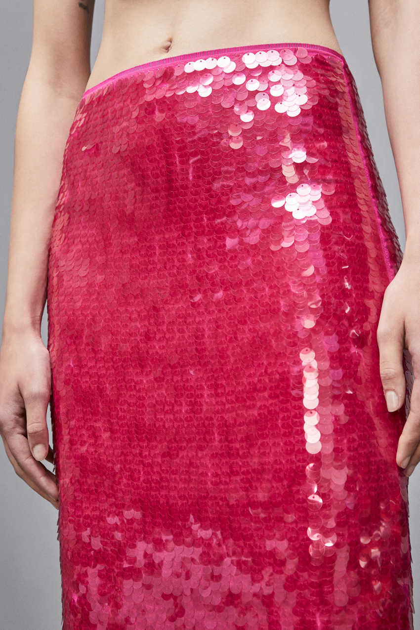 Pink Patrizia Pepe Stretch Sequined Tulle Skirt | HELVCKN-73