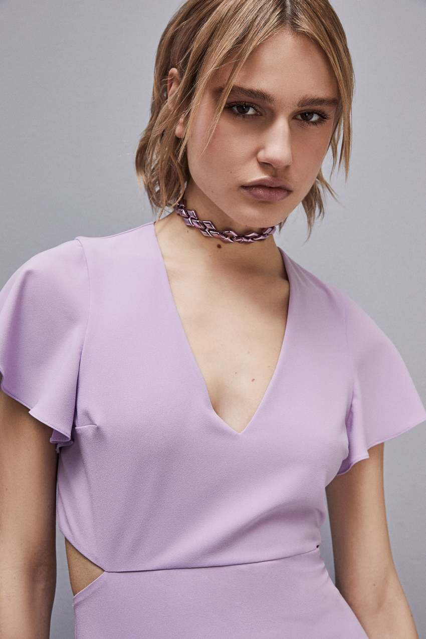 Purple Patrizia Pepe Cut-out Midi Dress In Sablè Crepe | SKJTXBM-42