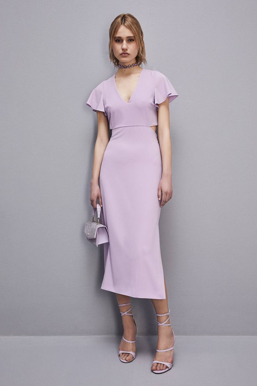 Purple Patrizia Pepe Cut-out Midi Dress In Sablè Crepe | SKJTXBM-42