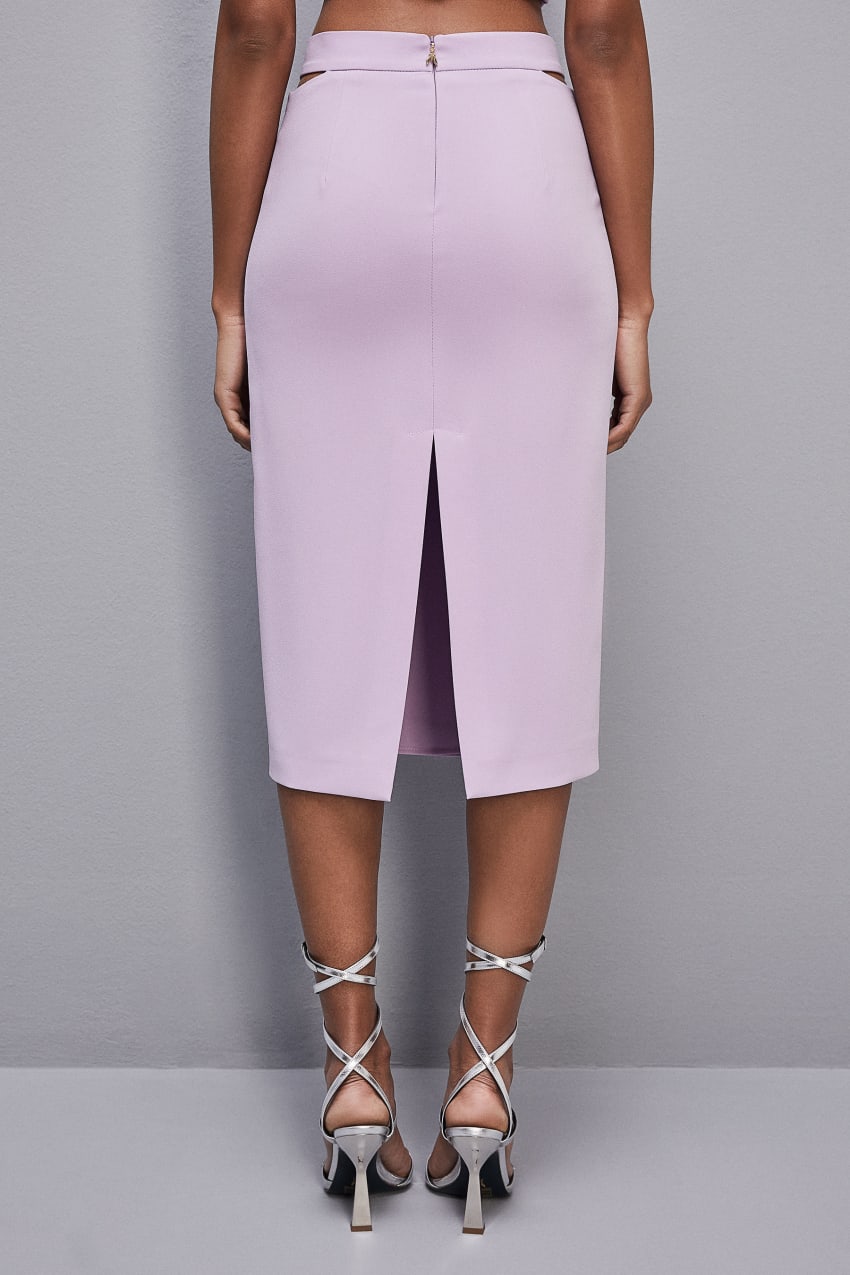 Purple Patrizia Pepe Cut-out Midi Skirt In Sablè Crepe | VKDPXWG-65