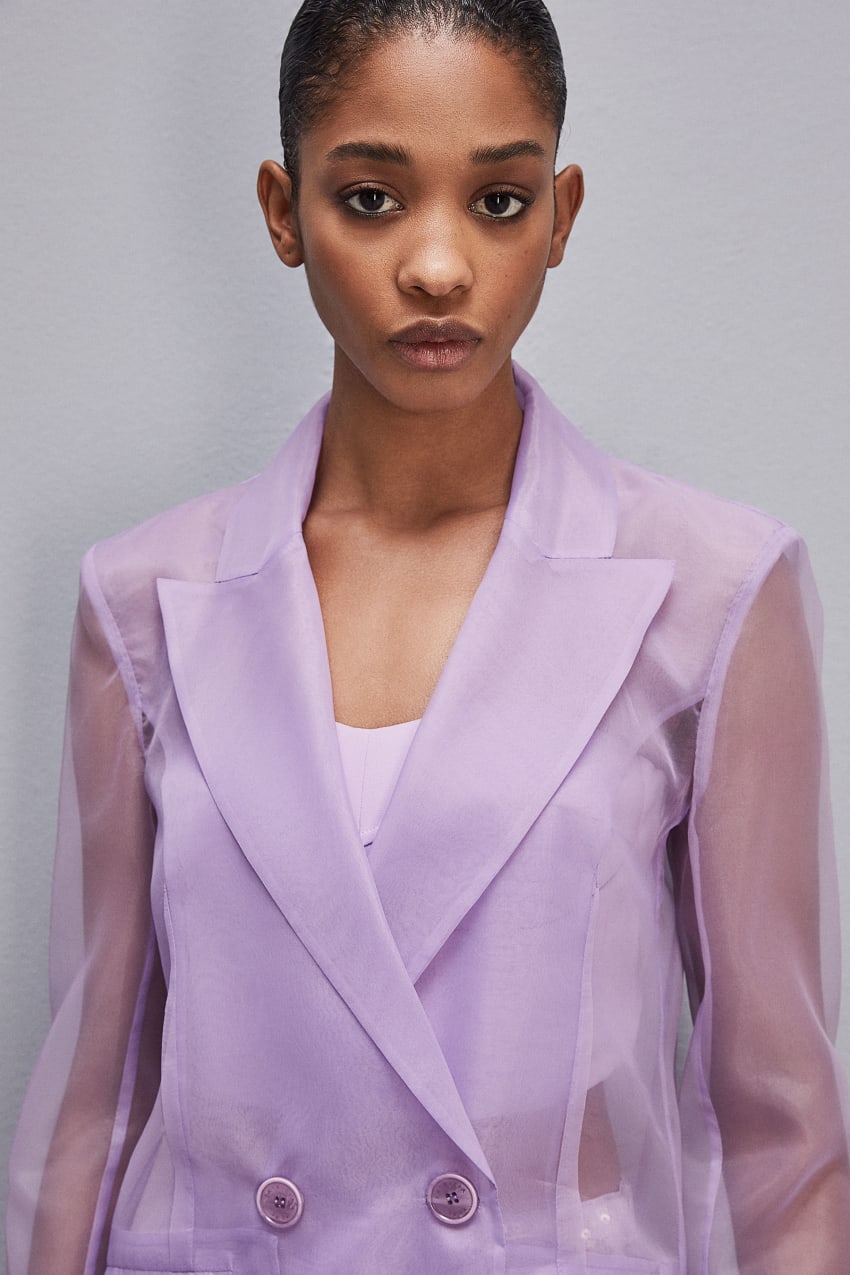 Purple Patrizia Pepe Double-breasted Jacket With Regular Sleeves | OAGHUIC-09