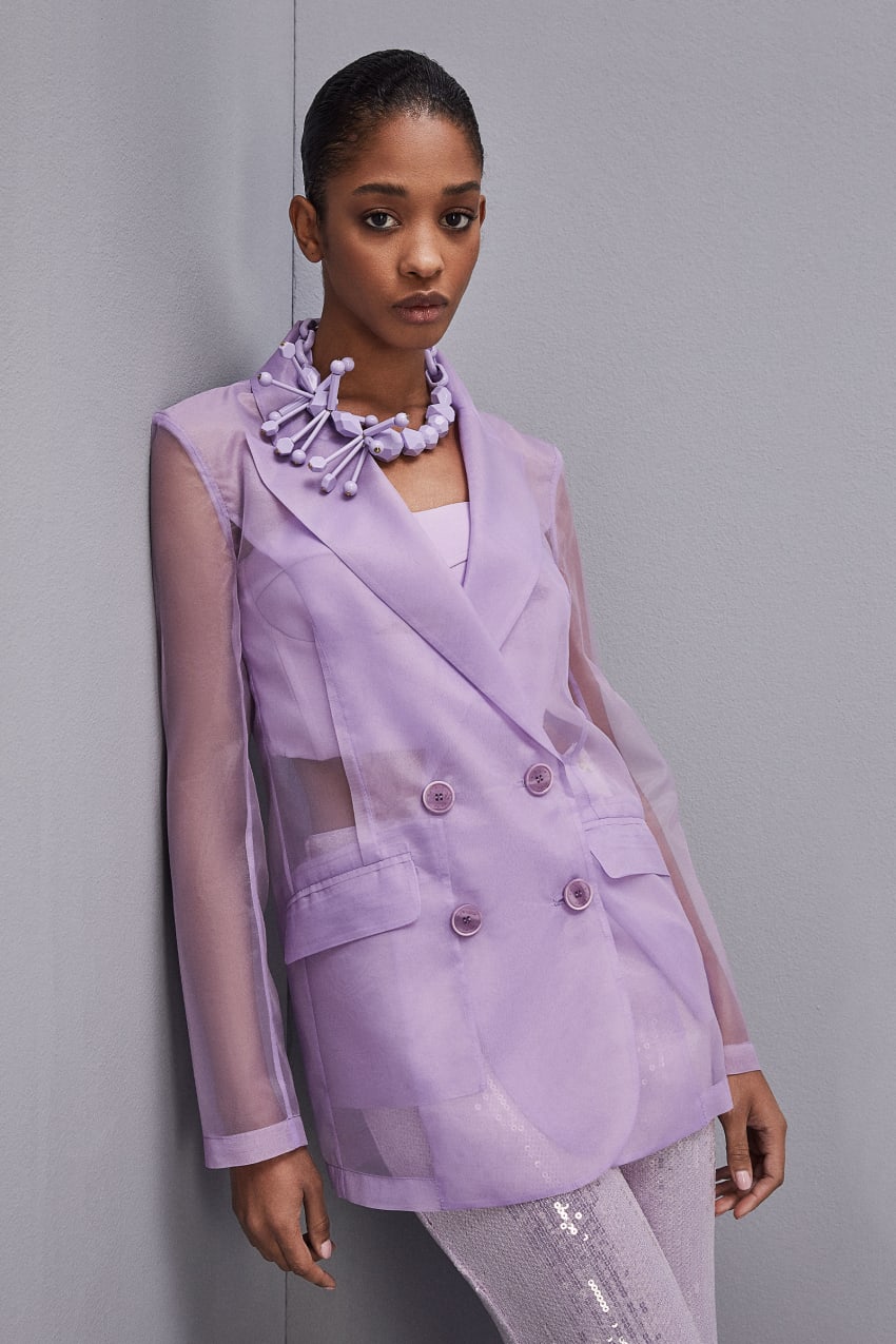 Purple Patrizia Pepe Double-breasted Jacket With Regular Sleeves | OAGHUIC-09