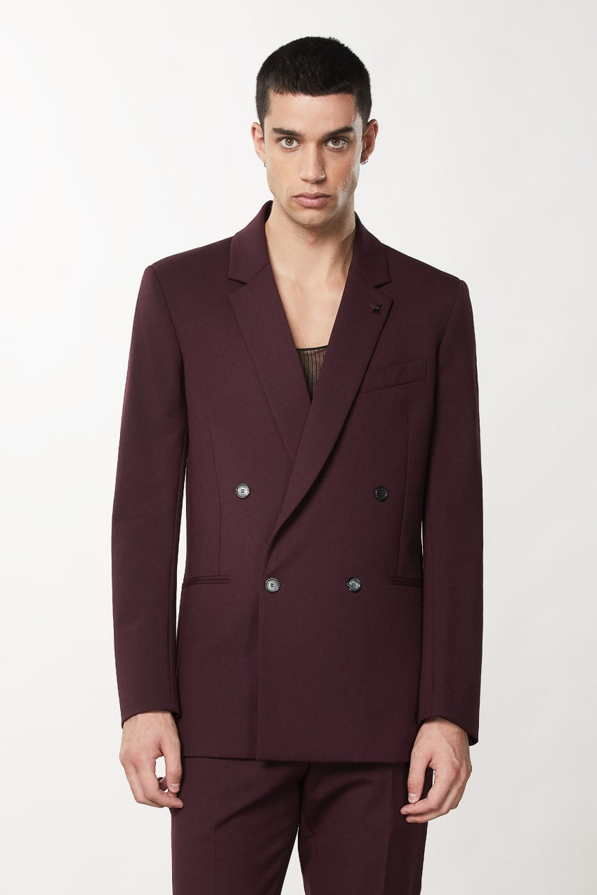 Purple Patrizia Pepe Double-breasted Wool-blend Jacket | DNQRLBM-28