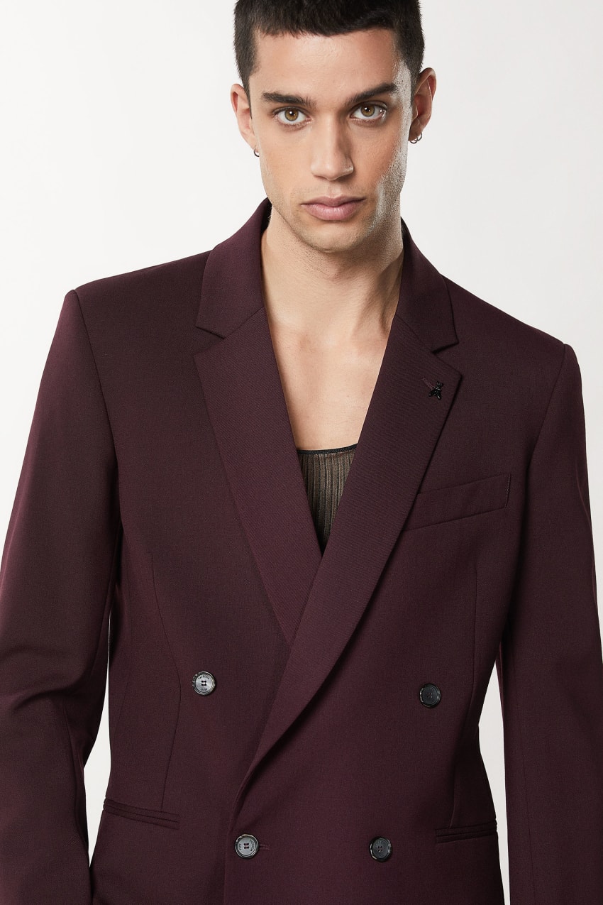 Purple Patrizia Pepe Double-breasted Wool-blend Jacket | DNQRLBM-28