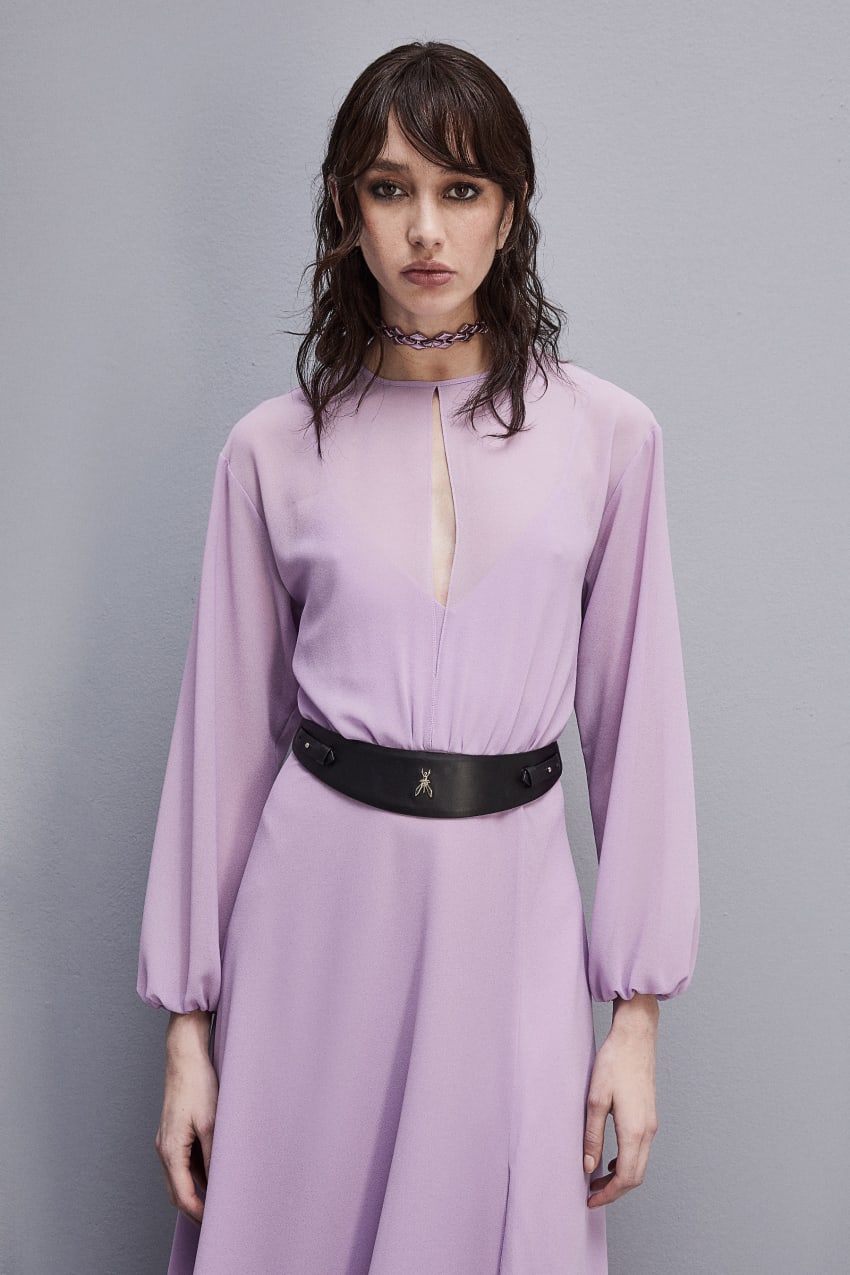 Purple Patrizia Pepe Double-breasted-effect Dress With Soft Sleeves | IXETBGA-93