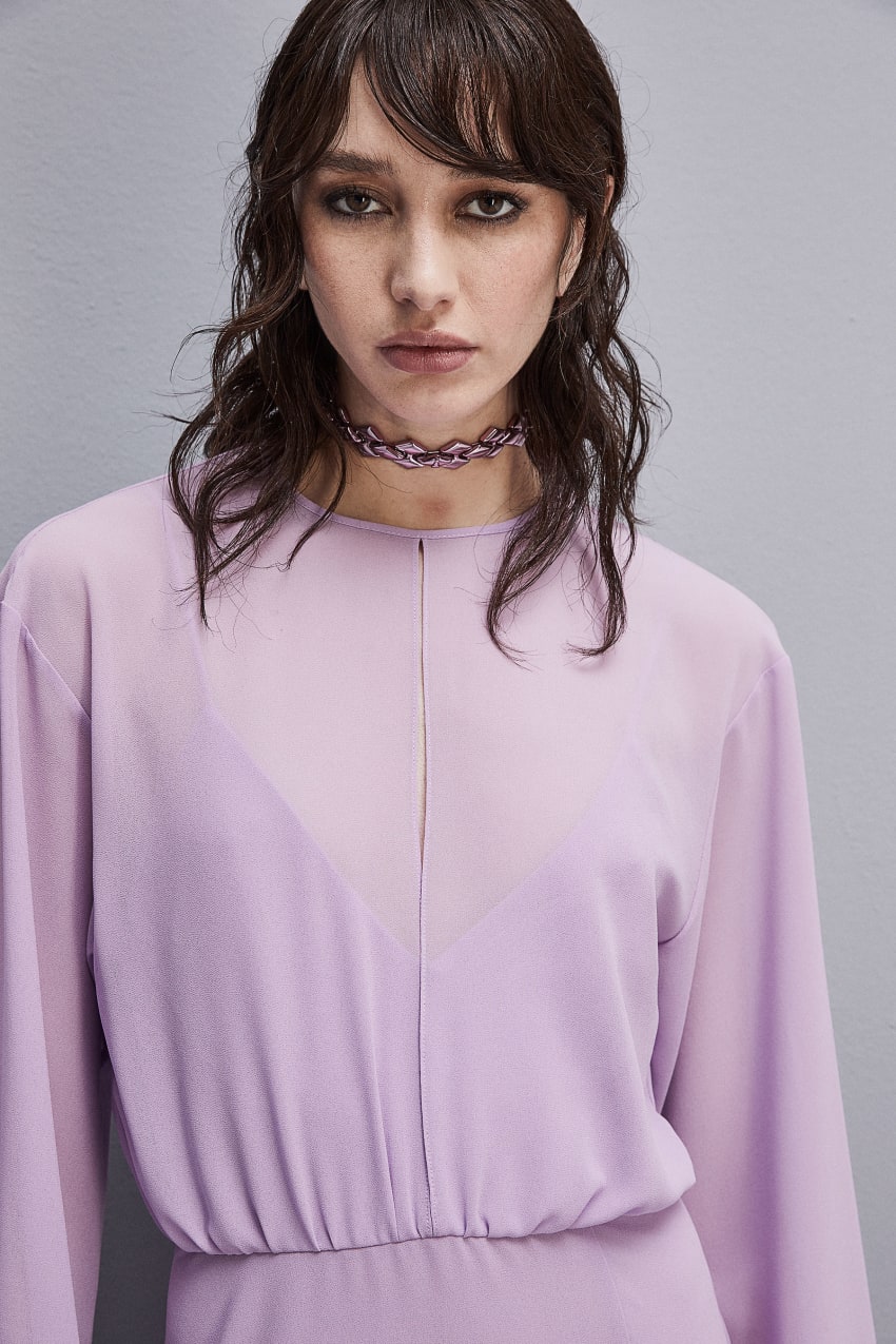 Purple Patrizia Pepe Double-breasted-effect Dress With Soft Sleeves | IXETBGA-93