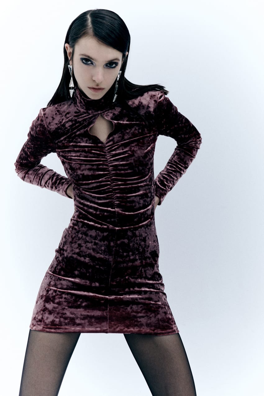 Purple Patrizia Pepe Essential Velvet Dress | LNIOEAF-74