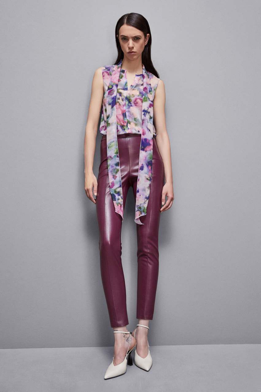 Purple Patrizia Pepe Faux Leather Leggings | SWHJOVF-82