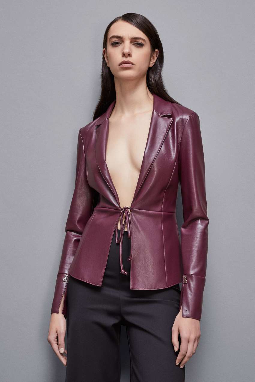 Purple Patrizia Pepe Leather-effect Overshirt Jacket | OHXFDZJ-45