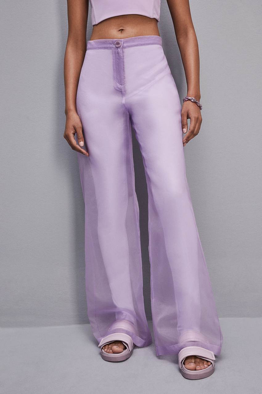 Purple Patrizia Pepe Low-waisted Palazzo Fit Pants In Jersey | QAEWDJN-93