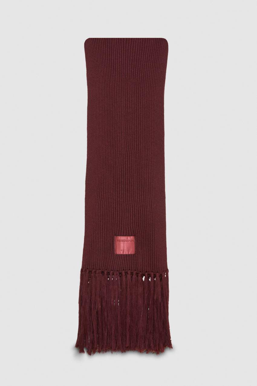 Purple Patrizia Pepe Ribbed Scarf With Fabric Fringes | TZCSWFQ-78