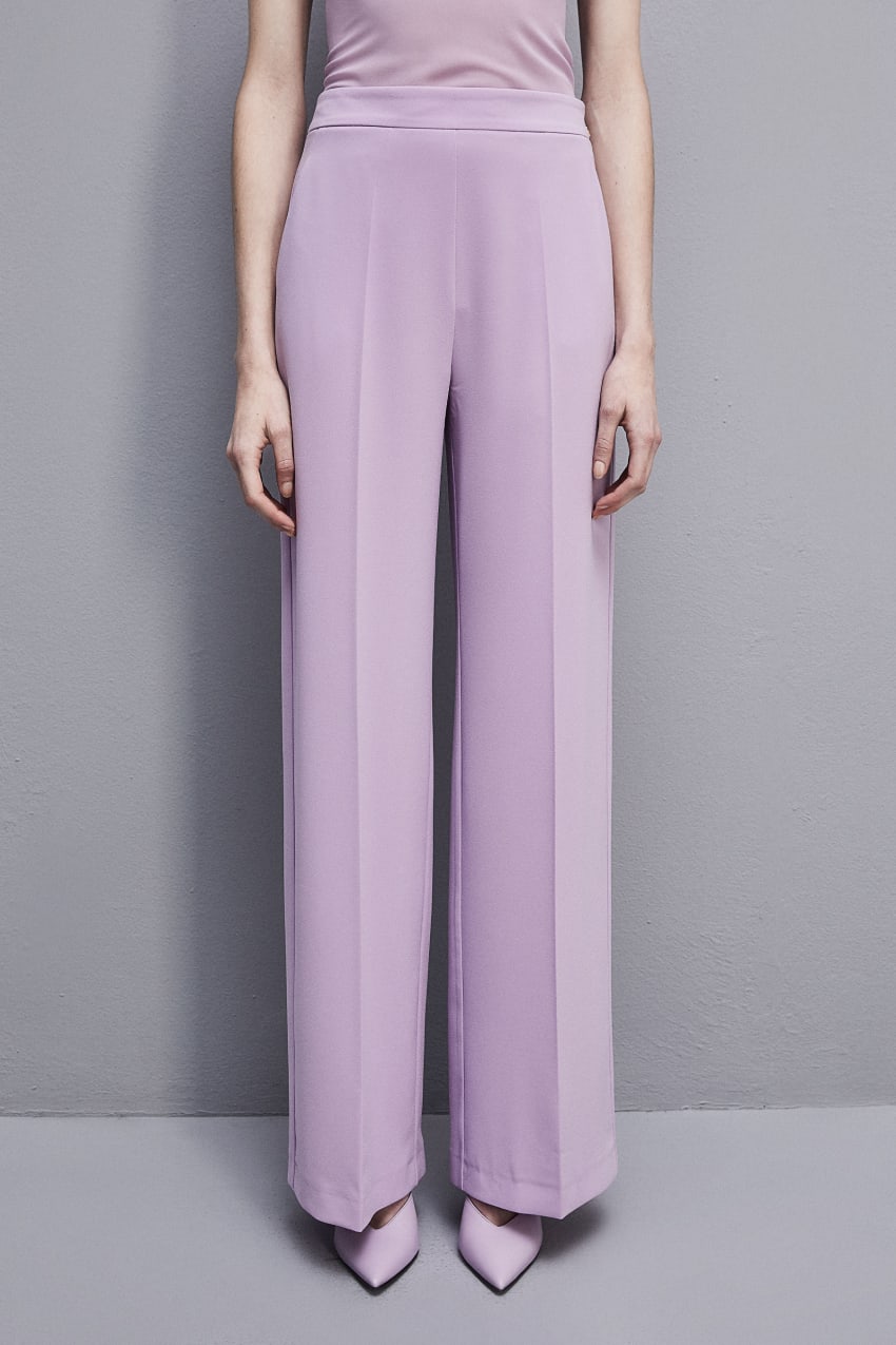 Purple Patrizia Pepe Sablè Crepe Palazzo Pants | OWMNKXZ-01