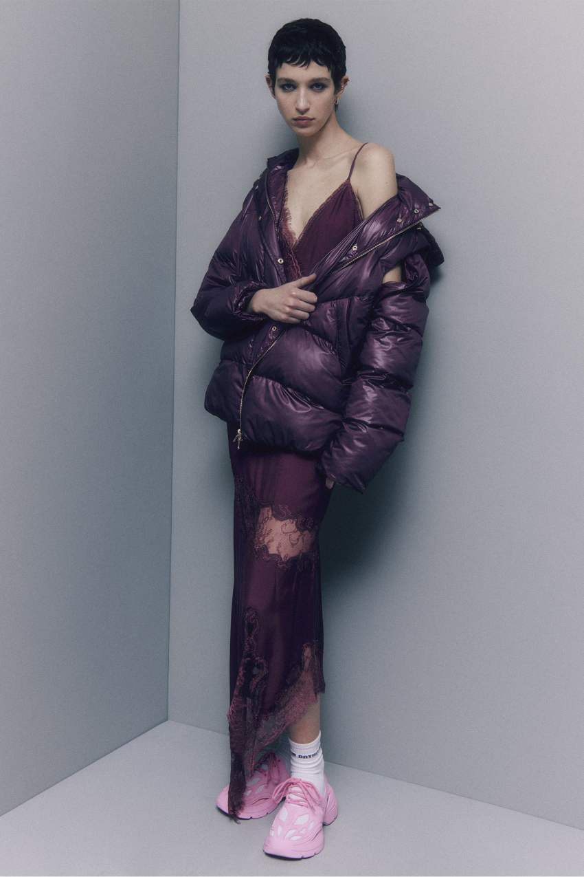 Purple Patrizia Pepe Shiny Nylon Over Down Jacket | SYERJFL-78