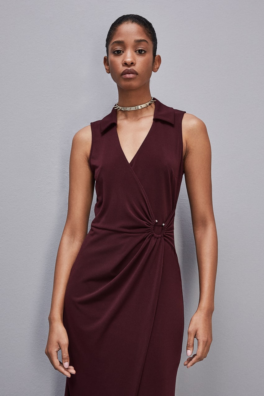 Purple Patrizia Pepe Sleeveless Midi Jersey Dress | LEYIZGO-65