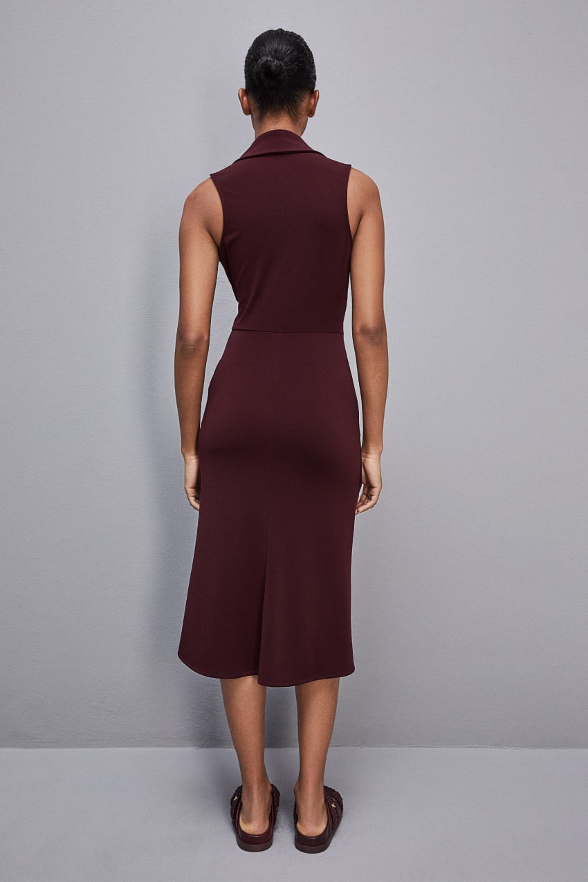 Purple Patrizia Pepe Sleeveless Midi Jersey Dress | LEYIZGO-65