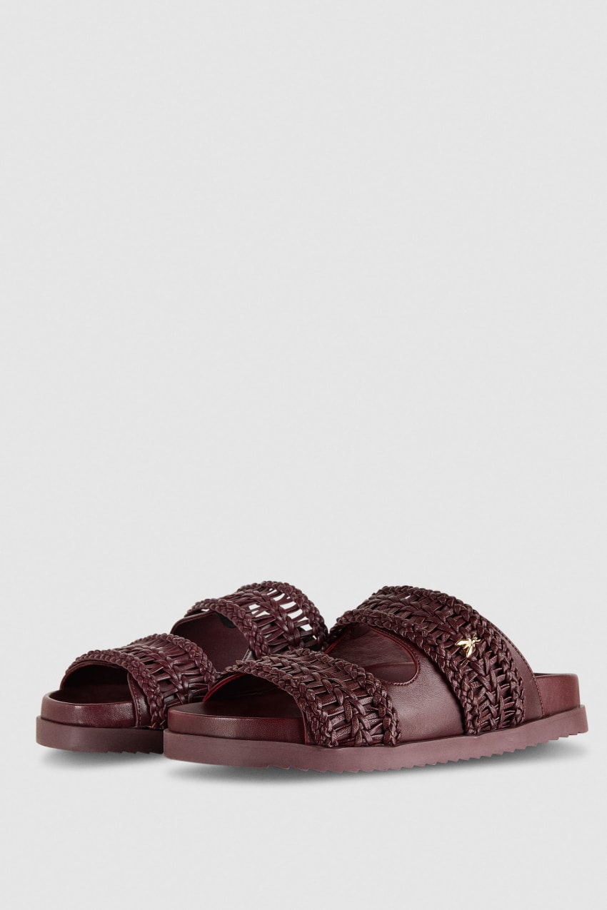 Purple Patrizia Pepe Slippers With Woven Leather Bands | VSUCYPW-01