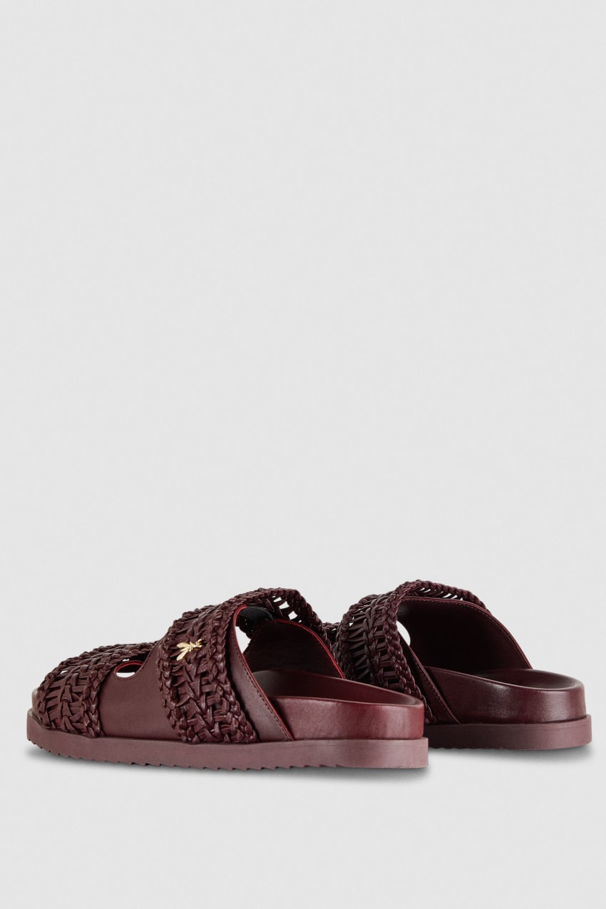 Purple Patrizia Pepe Slippers With Woven Leather Bands | VSUCYPW-01