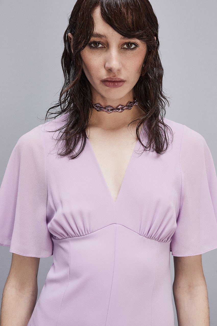 Purple Patrizia Pepe V-neck Jumpsuit In Sablè Crepe Fabric | DWOYXKP-05