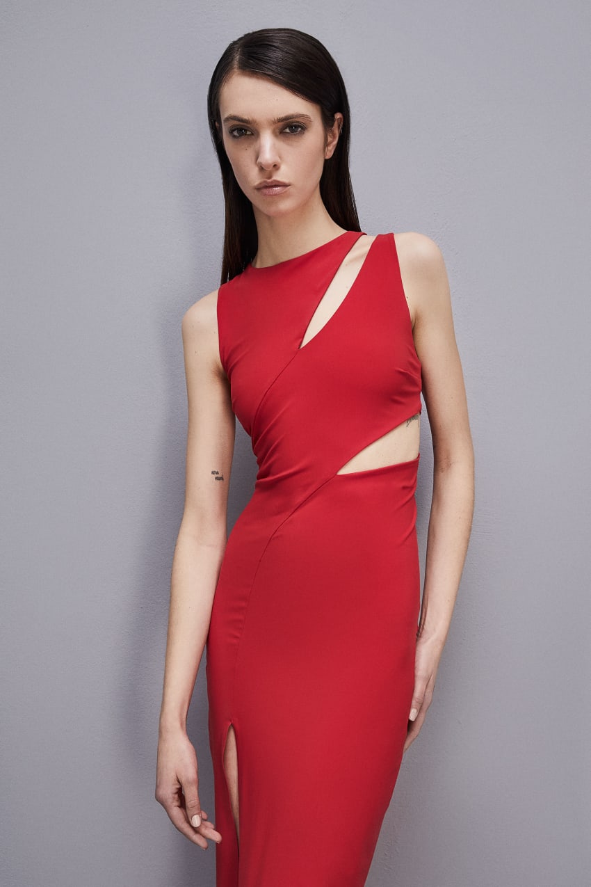 Red Patrizia Pepe Cut-out Jersey Dress | PRUMWVX-32