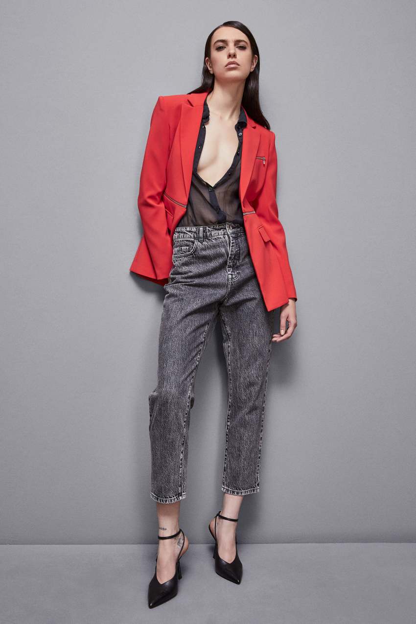 Red Patrizia Pepe Essential Crepe Jacket With Zipper | PFYTUGQ-98