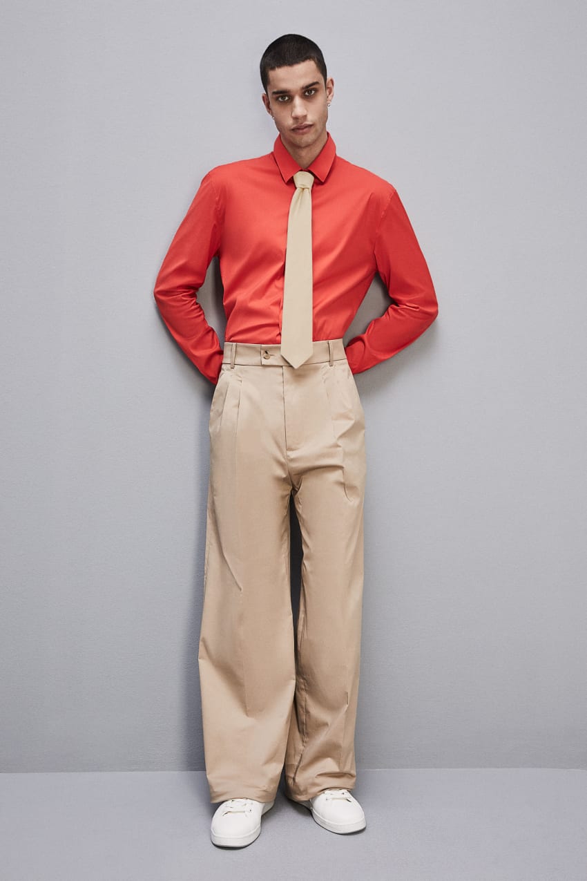 Red Patrizia Pepe Fitted Shirt Without Pleats In Viscose Twill | JLIQGCE-40