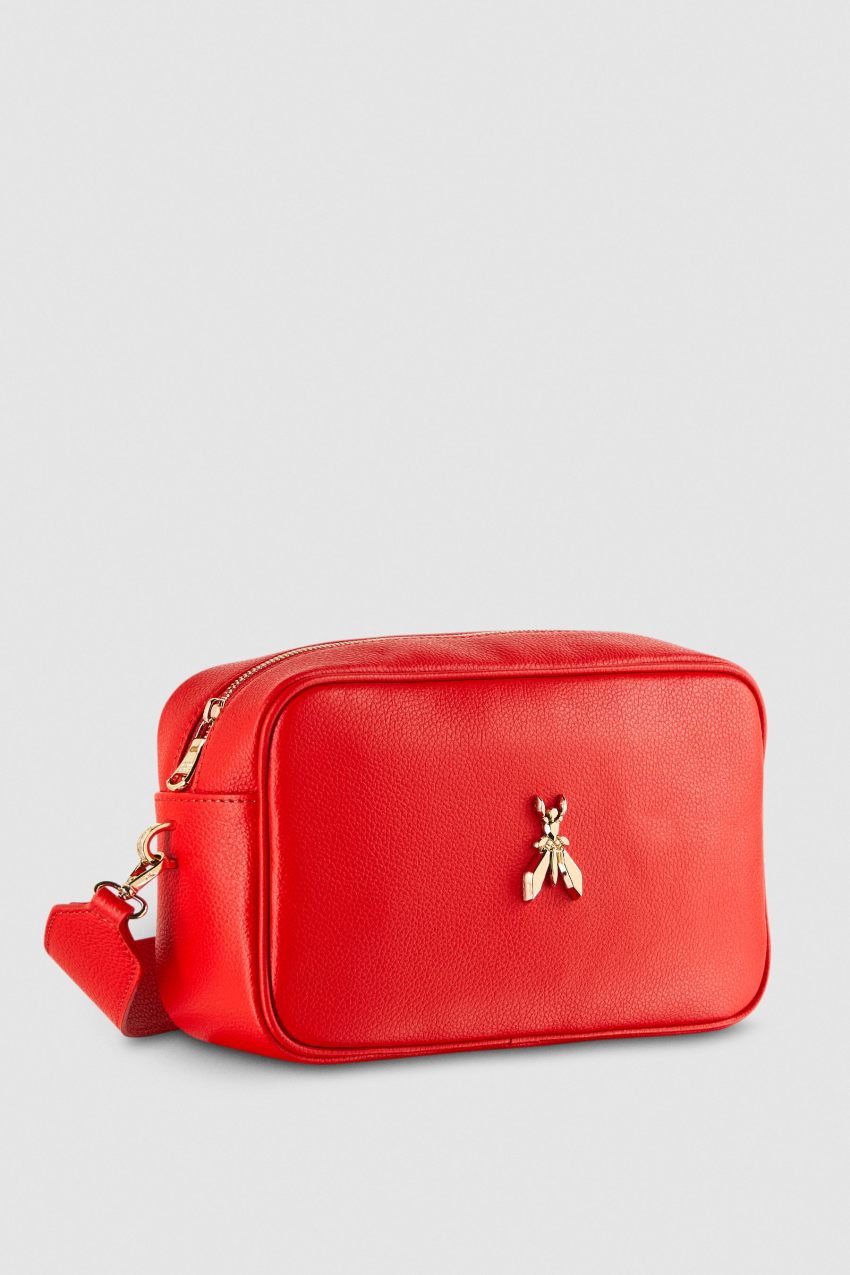 Red Patrizia Pepe Fly Camera Leather Bag With Chain | HMCURXA-51