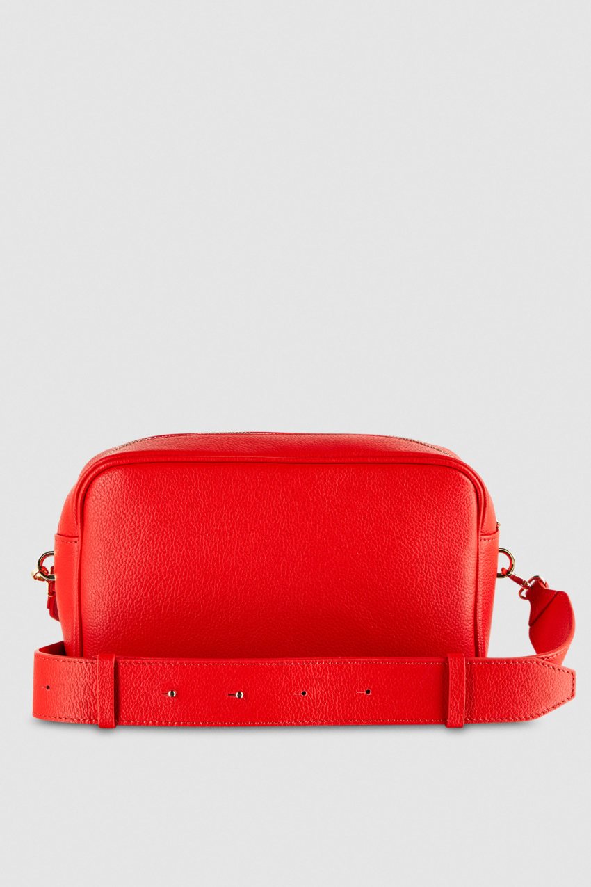 Red Patrizia Pepe Fly Camera Leather Bag With Chain | HMCURXA-51