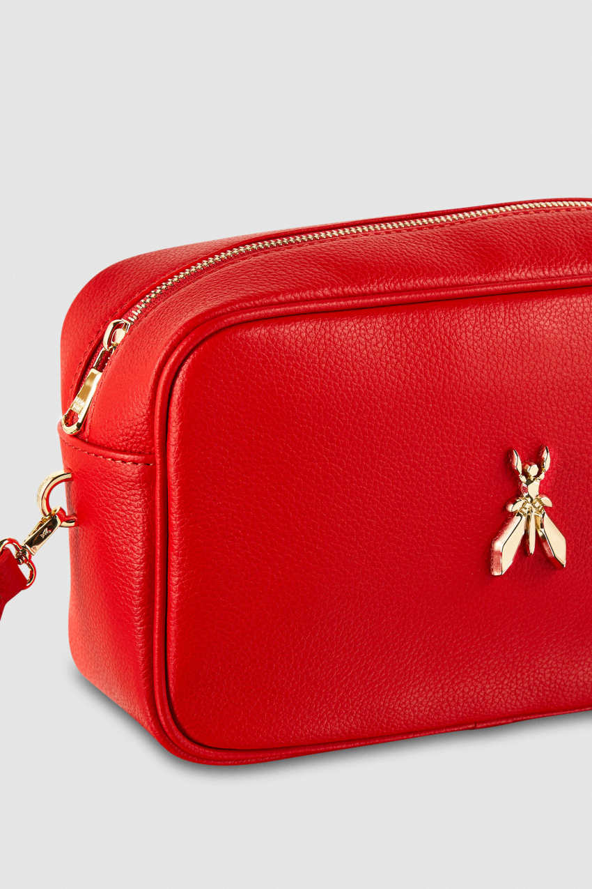 Red Patrizia Pepe Fly Camera Leather Bag With Chain | HMCURXA-51