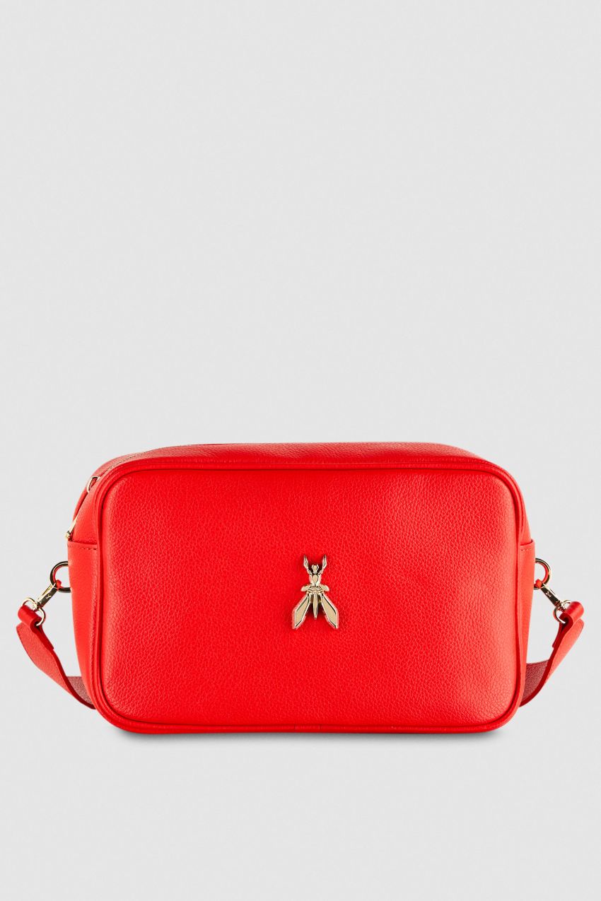 Red Patrizia Pepe Fly Camera Leather Bag With Chain | HMCURXA-51