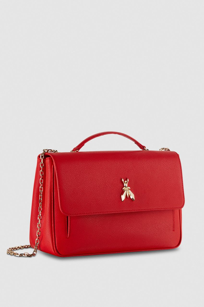 Red Patrizia Pepe Fly Leather Shoulder Bag With Chain | ONGPTYZ-37