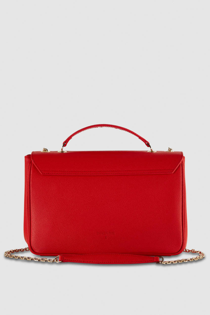 Red Patrizia Pepe Fly Leather Shoulder Bag With Chain | ONGPTYZ-37