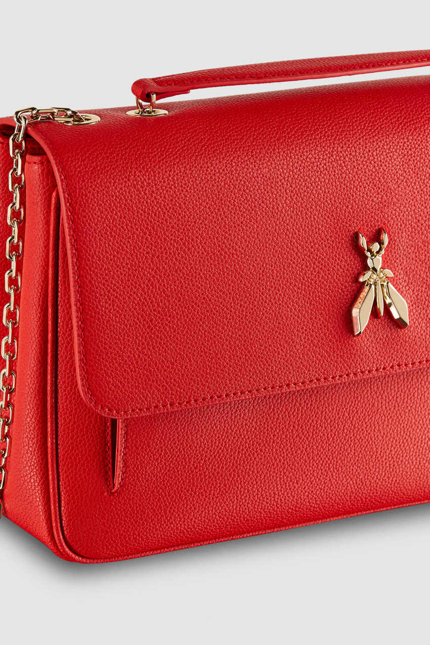 Red Patrizia Pepe Fly Leather Shoulder Bag With Chain | ONGPTYZ-37