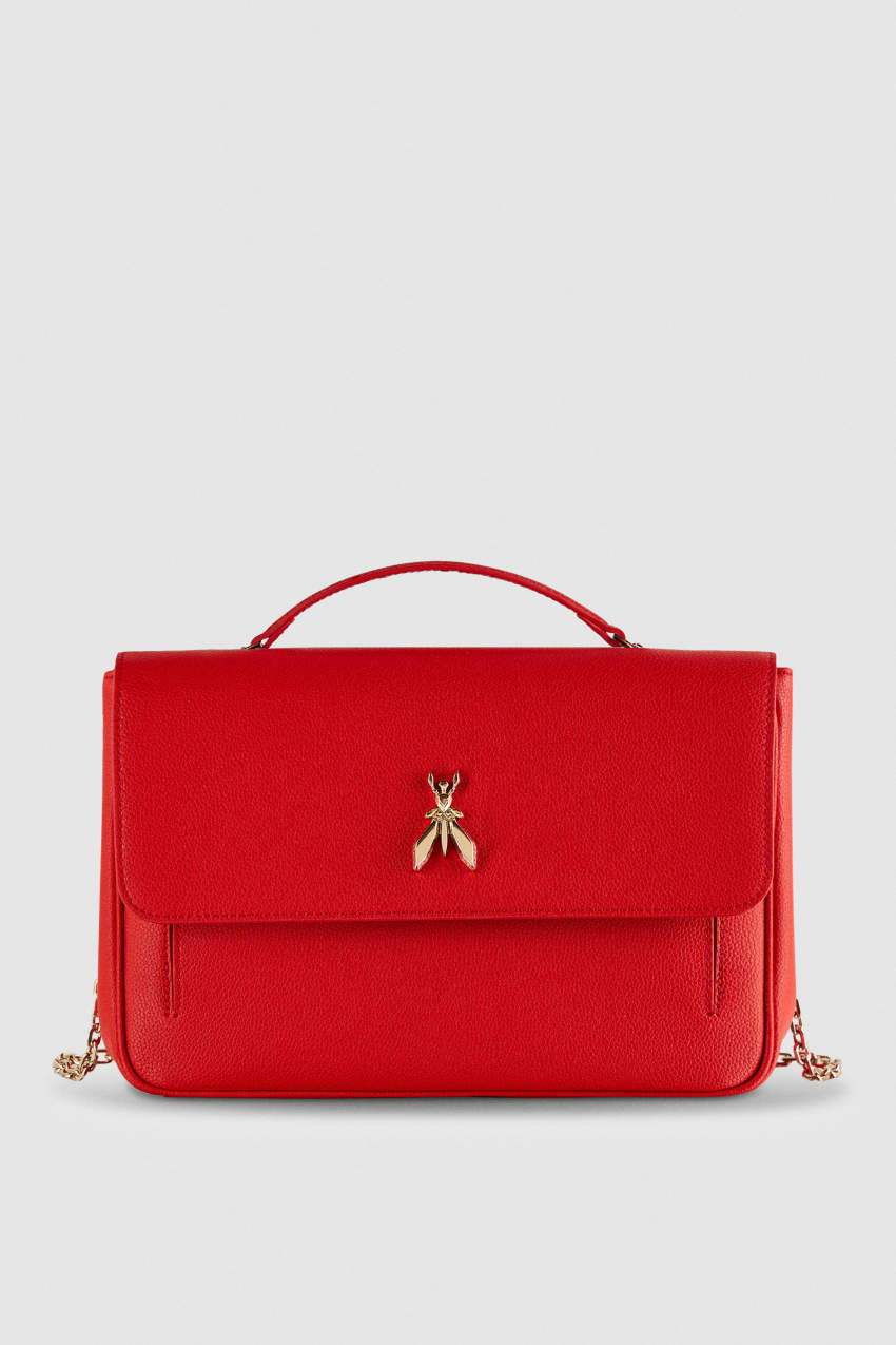 Red Patrizia Pepe Fly Leather Shoulder Bag With Chain | ONGPTYZ-37