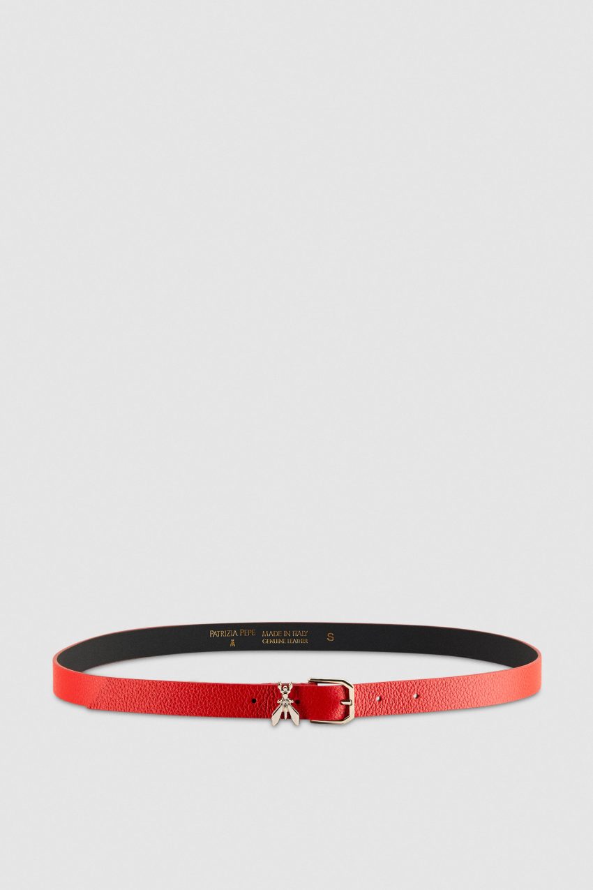 Red Patrizia Pepe Low-waist Hammered Leather Belt | BXCOMLQ-27