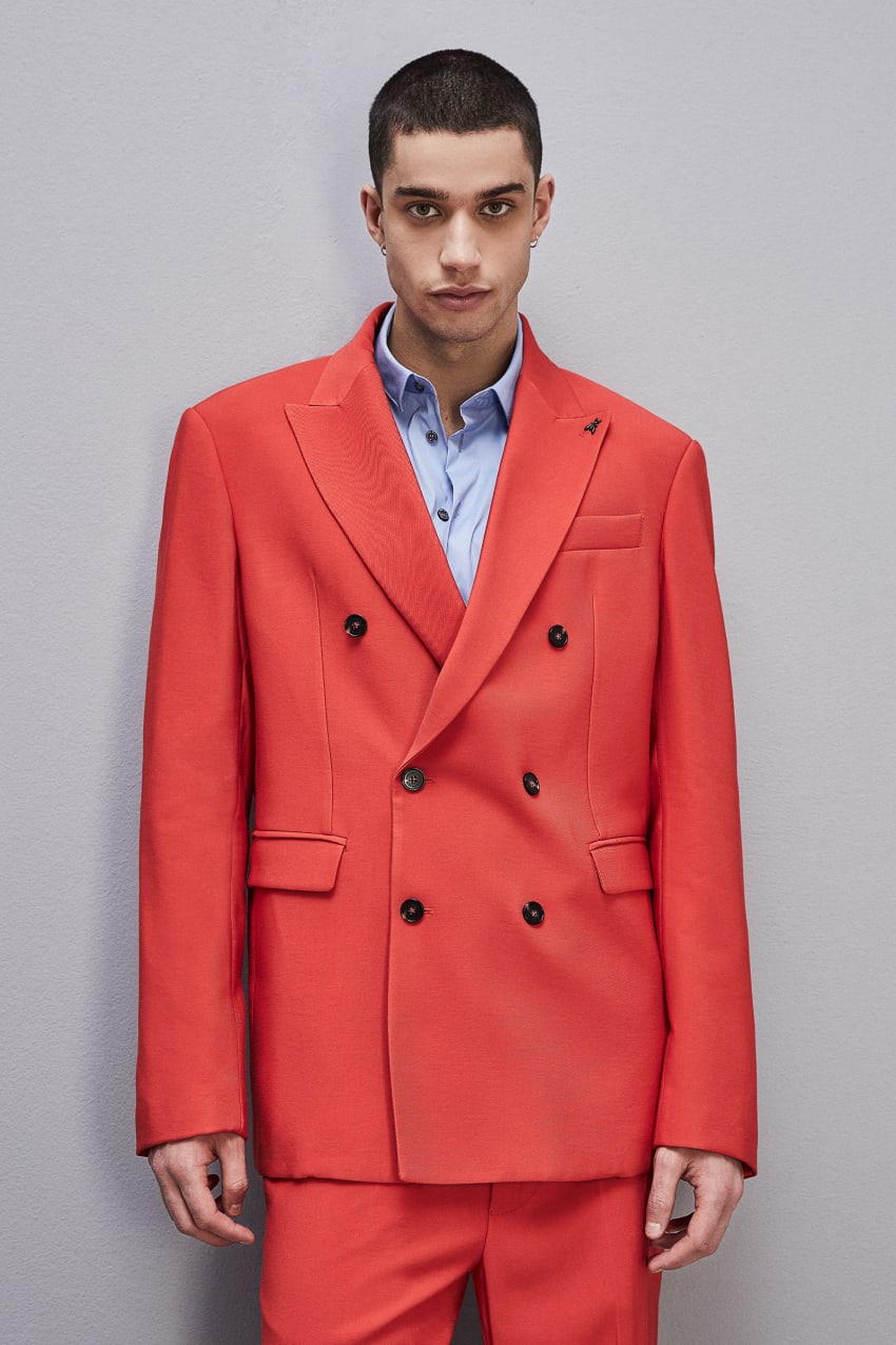 Red Patrizia Pepe Regular Double-breasted Jacket In Viscose Twill | VBOTKEZ-93