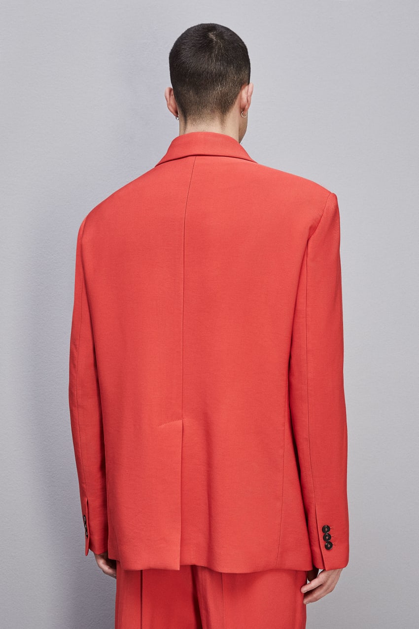 Red Patrizia Pepe Regular Double-breasted Jacket In Viscose Twill | VBOTKEZ-93